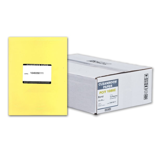 Pure Image Poly Cleanroom Paper, 8.5x11, Yellow 22lb, 250 sheets /ream, 10 reams p/PK